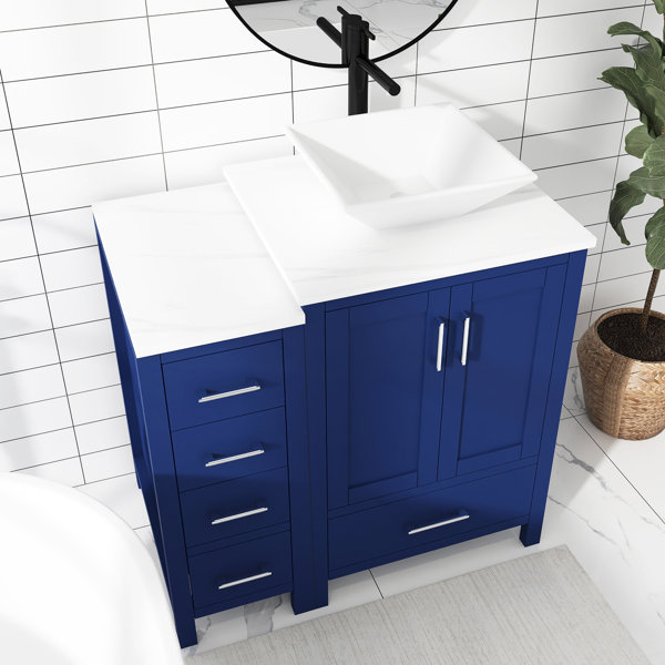 Red Barrel Studio® Carletta 36'' Single Bathroom Vanity with Engineered Stone Vanity Top